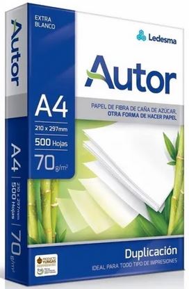 Resma Autor A4 70 Grs  X 500 Unid